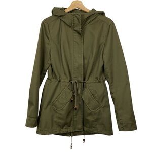 AYGILL Twill Hooded Jacket, Military Green, Size Medium